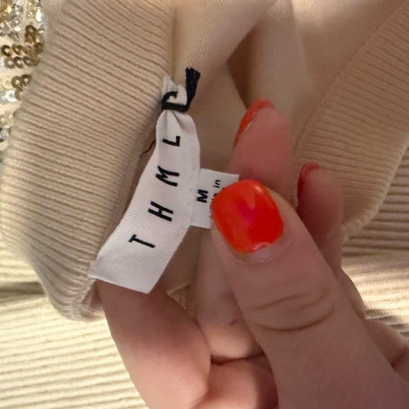 THML Cream Top with Gold Sequin Accents Medium - Picture 2 of 8